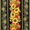 Fall Glory - Harvest Sunflower 11" Stripe Black Metallic Yardage Primary Image