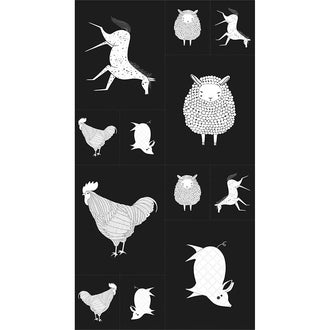 Farm Charm - Farm Animal Black & White Panel