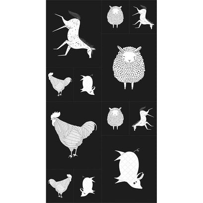 Farm Charm - Farm Animal Black & White Panel