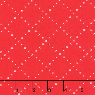 Farm Charm - Lattice Rooster Red Yardage