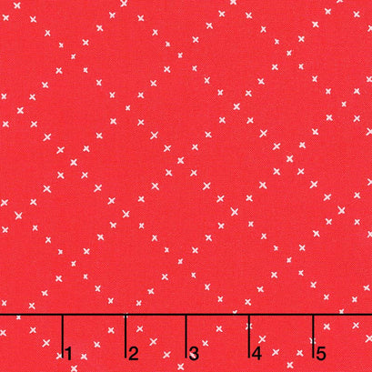 Farm Charm - Lattice Rooster Red Yardage