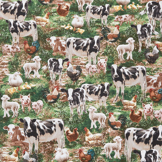 Farm Life - Allover Farm Animals Multi Yardage
