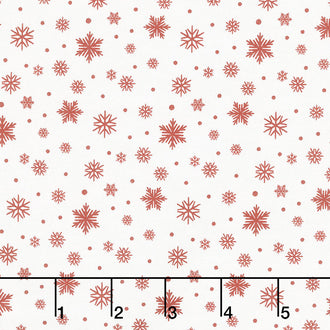 Farmhouse Christmas - Snowflakes Red Cream Yardage