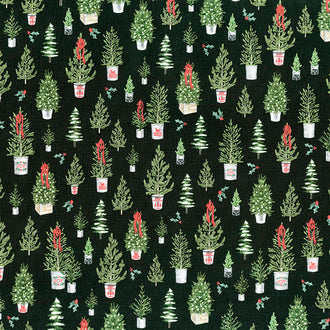 Farmhouse Christmas - Trees Black Yardage