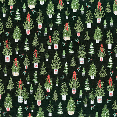 Farmhouse Christmas - Trees Black Yardage