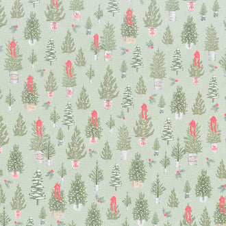 Farmhouse Christmas - Trees Sage Yardage