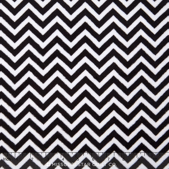 Cuddle® Classic Prints Mini Chevron - Black/Snow 60" Minky Yardage