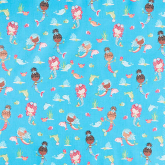 Mer-Mazing - Mermaids Main Blue Yardage