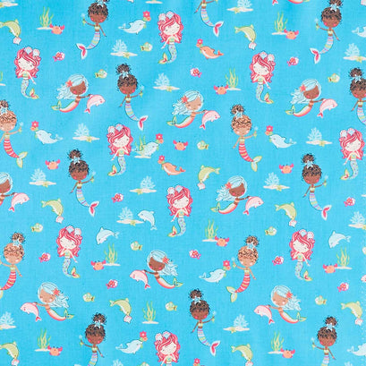 Mer-Mazing - Mermaids Main Blue Yardage