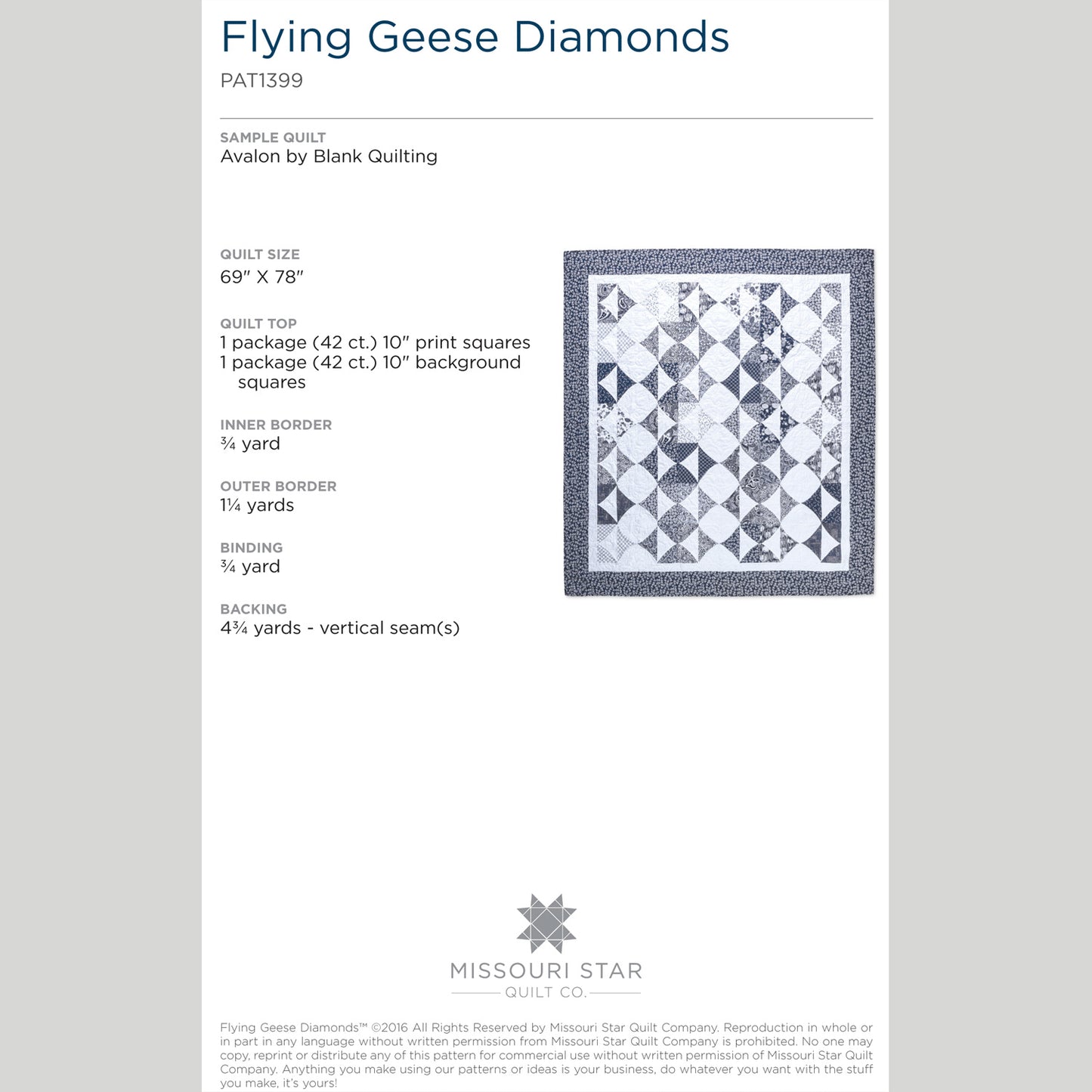Digital Download - Flying Geese Diamonds Quilt Pattern by Missouri Star Alternative View #1