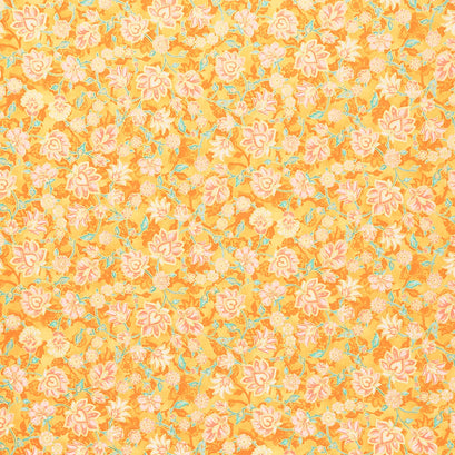 Jeweled Leaves - Floral Gold Metallic Yardage