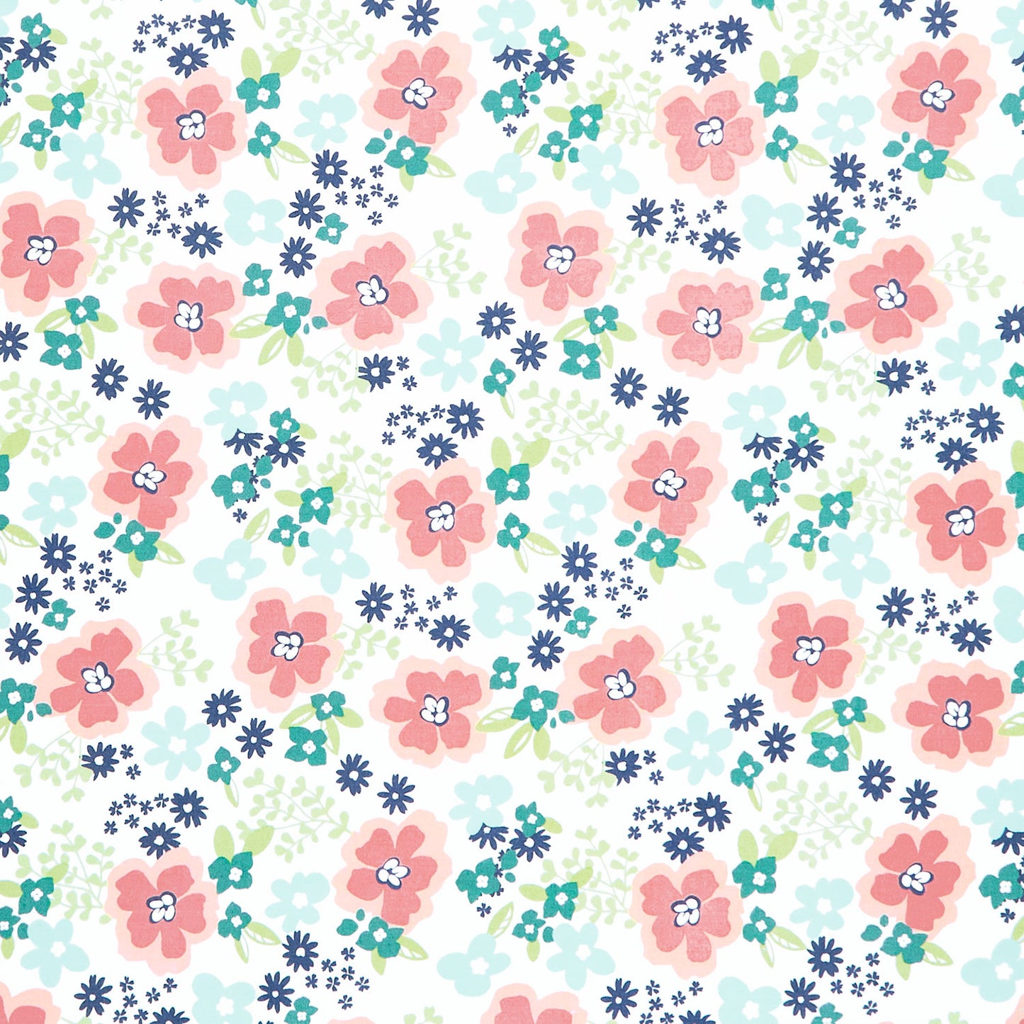 Juliette - Large Floral White Coral Yardage Primary Image