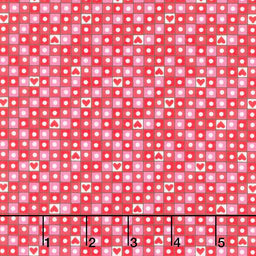 Love Me Do - Heart Grid Red Yardage Primary Image