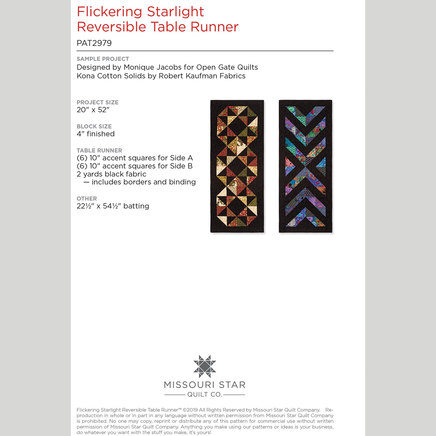 Digital Download - Flickering Starlight Reversible Table Runner Pattern by Missouri Star Alternative View #1