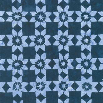 Dutch Blue Batiks - Star Block Blue Ocean Yardage