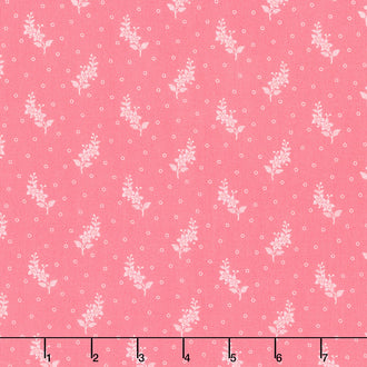 Welcome Spring - Flower Stalks Pink Yardage