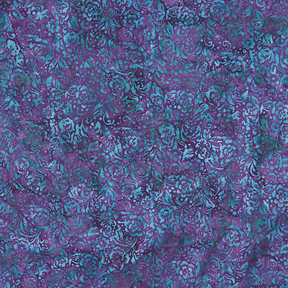 Roundabout Batiks - Floral Toss Pansy Yardage