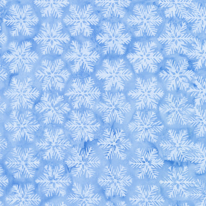 Let It Snow Batiks - Blue Snowflakes Yardage