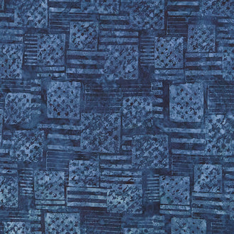Tonga Batiks - Valor USA Flags Blue Yardage