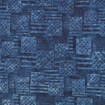 Tonga Batiks - Valor USA Flags Blue Yardage