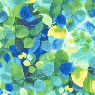 Deep Forest - Tossed Leaves Brite Yardage