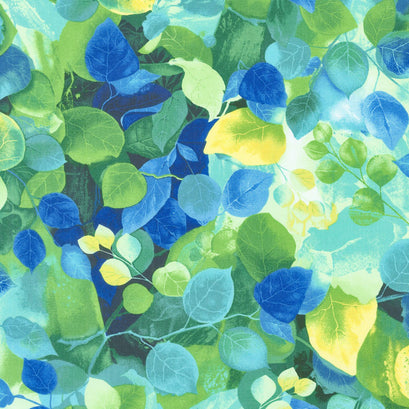Deep Forest - Tossed Leaves Brite Yardage