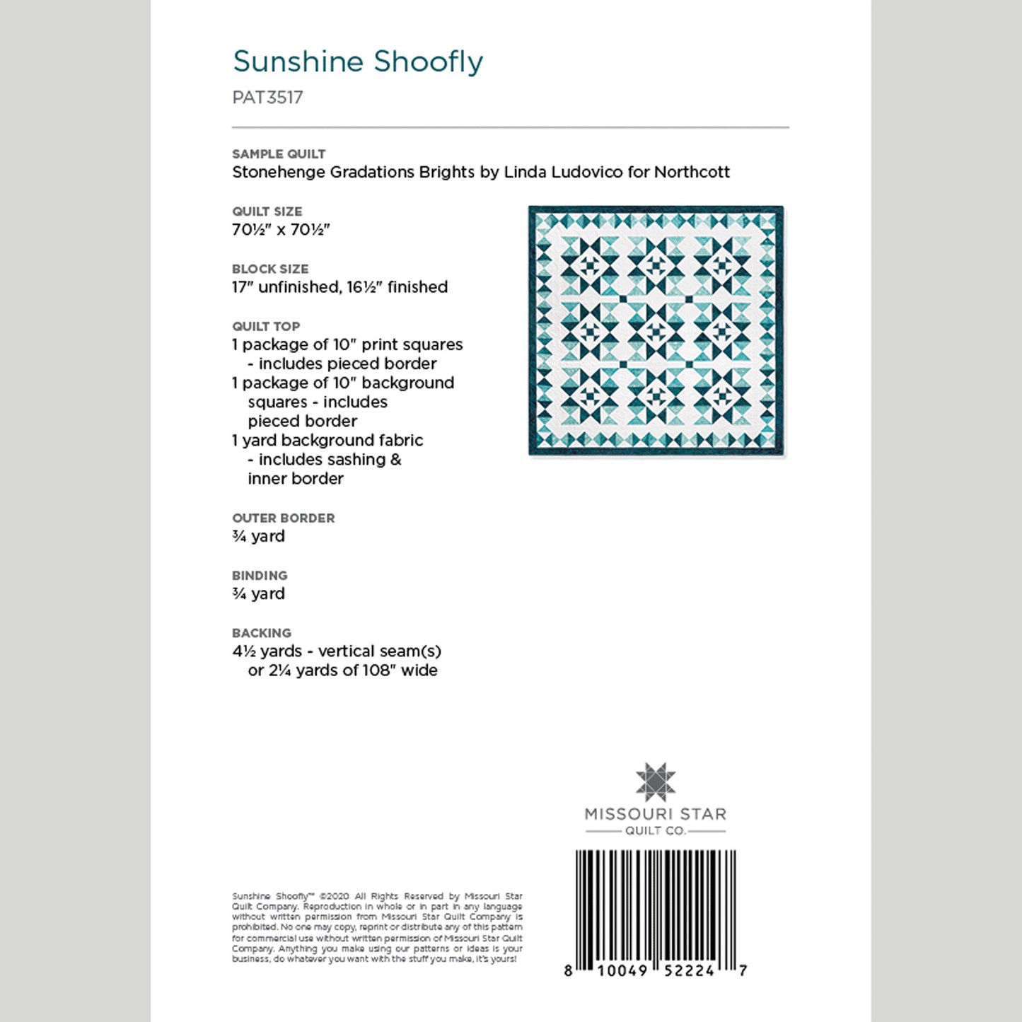 Digital Download - Sunshine Shoofly Quilt Pattern by Missouri Star Alternative View #1