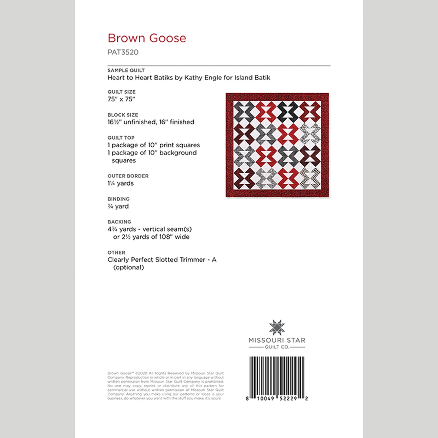 Digital Download - Brown Goose Quilt Pattern by Missouri Star Alternative View #1