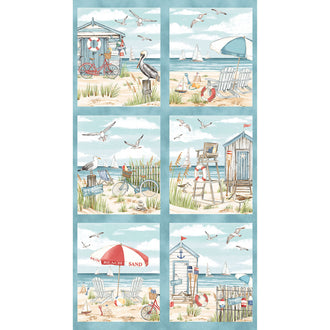 Beach Therapy - Beach Scenes Turquoise Multi Panel