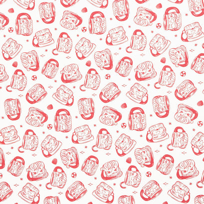 Merry Kitchmas - Santa Mugs Cream Yardage