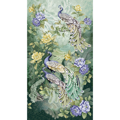 Feathered Peacock - Elegant Peacock Sage Metallic Panel