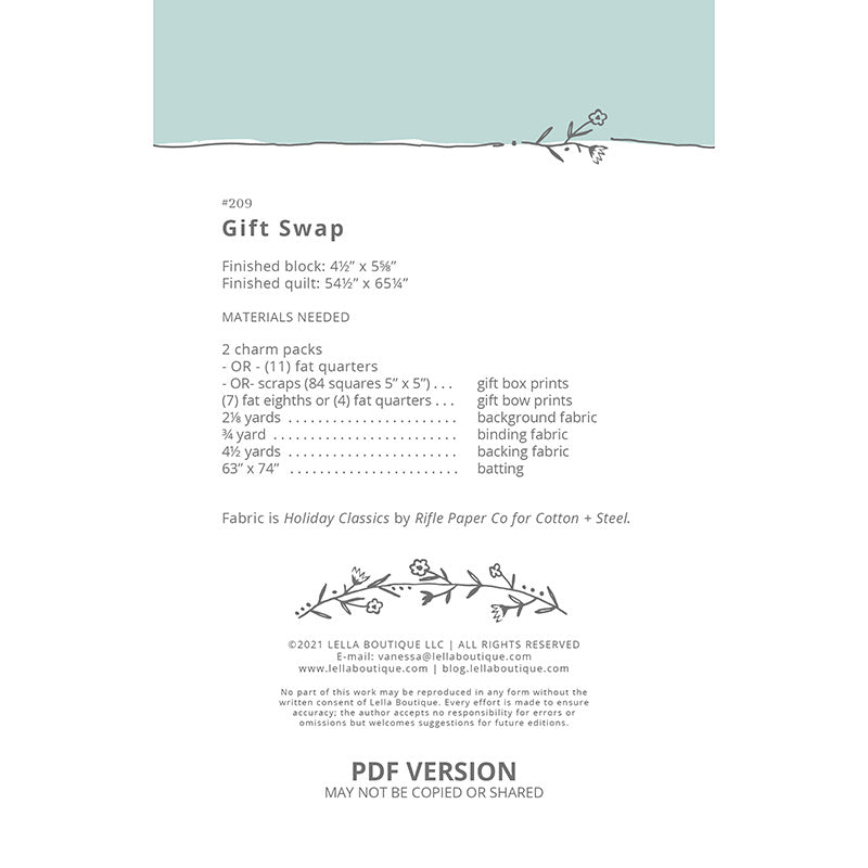 Digital Download Gift Swap Pattern