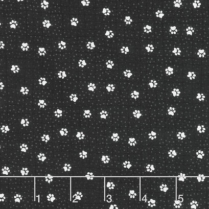 Feeline Good - Paw-Kadots Black Yardage