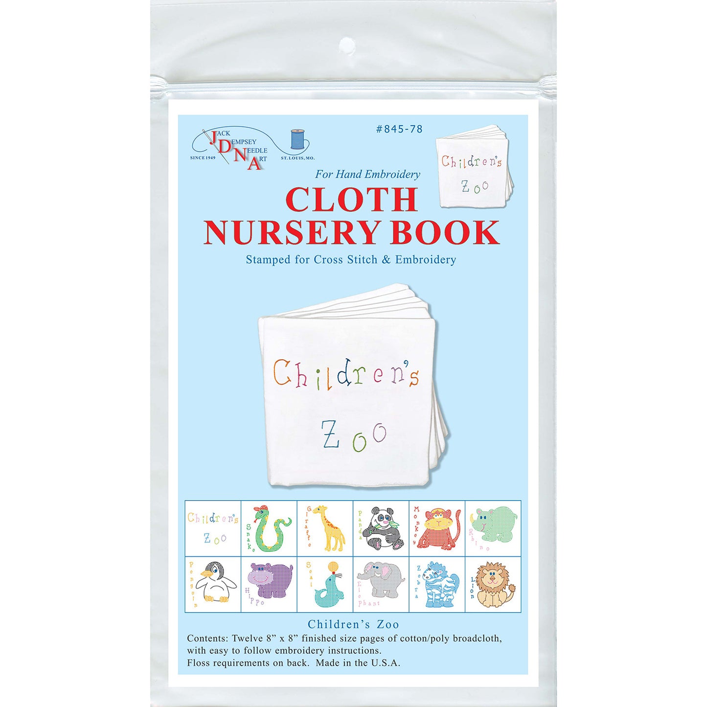 Children's Zoo Cloth Embroidery Nursery Book Kit Alternative View #2