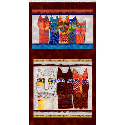 Feline Frolic - Multi Color Metallic Pillow Panel