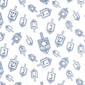 Festival of Lights - Dreidel Toss White Yardage