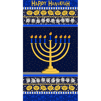 Festival of Lights - Menorah Navy Panel