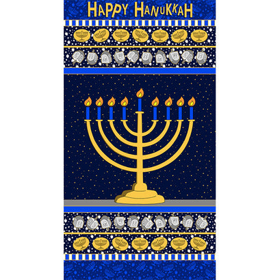 Festival of Lights - Menorah Navy Panel