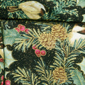 Festive Chickadee - Chickadees & Holly Allover Black Metallic Yardage