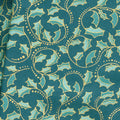 Festive Chickadee - Golden Leaf Dark Teal Metallic Yardage Alternative View #1