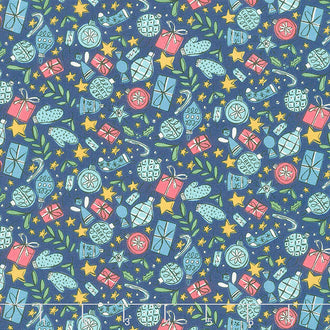 Festive Collection - Festive Joy Blue Yardage