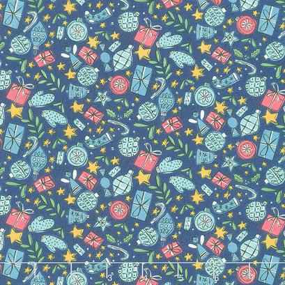 Festive Collection - Festive Joy Blue Yardage