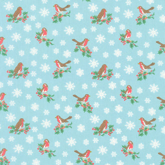 Festive Collection - Jolly Robin Blue Yardage