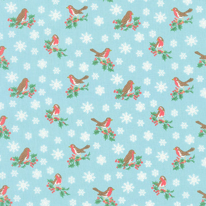 Festive Collection - Jolly Robin Blue Yardage