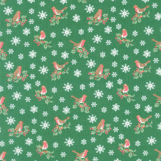Festive Collection - Jolly Robin Green Yardage