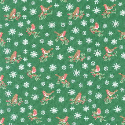 Festive Collection - Jolly Robin Green Yardage