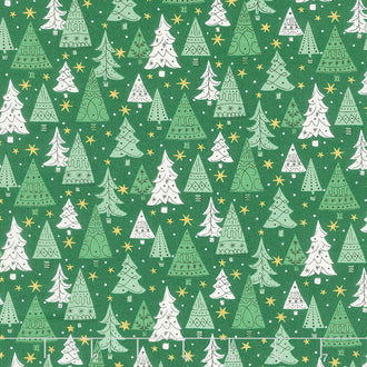 Festive Collection - Noel Forest Green Metallic Yardage