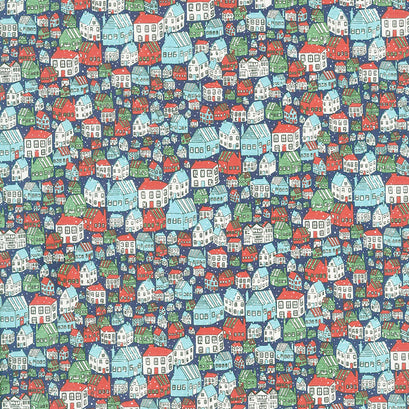 Festive Collection - Yule Town Blue Yardage
