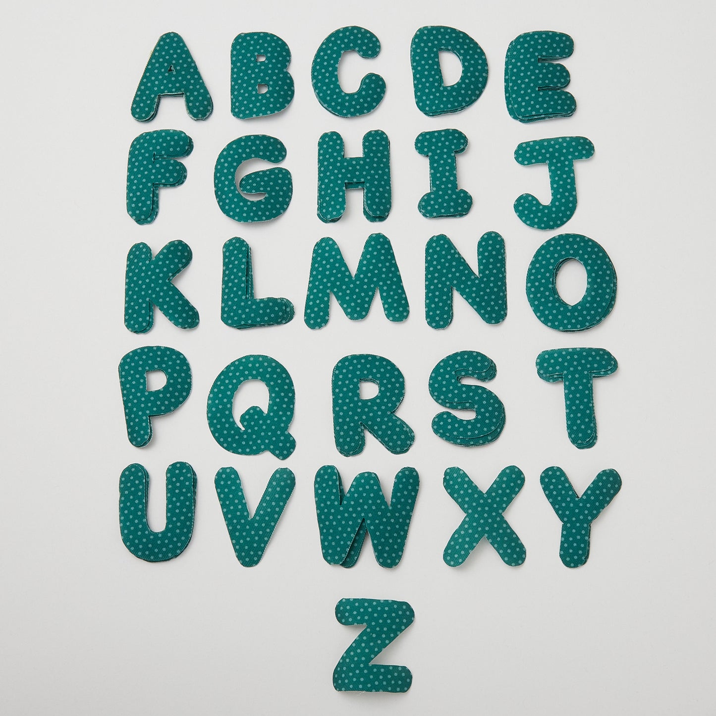Missouri Star Iron-on Fabric - Christmas Green Round Alphabet Primary Image