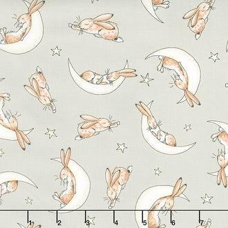 Guess How Much I Love You - Pink Sleepy Hares Light Taupe Yardage